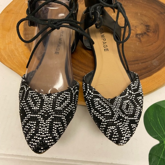 Rampage CONNOR Boho Pointed Toe Ankle Laced Flats - Picture 4 of 7